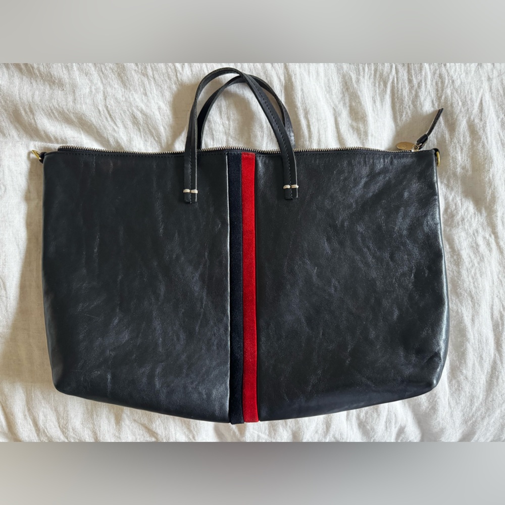 Clare V Attaché Leather Stripe Tote